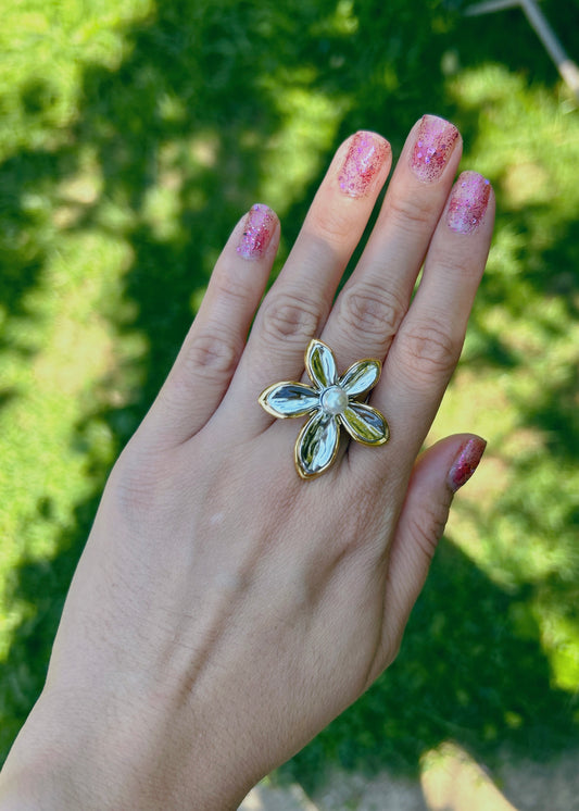 Double color flower ring