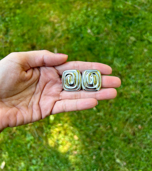 Silver Square Earrings