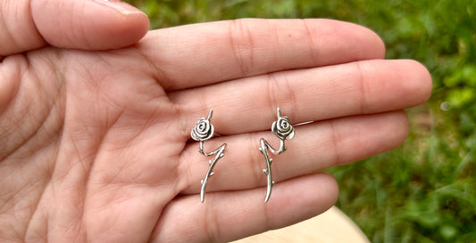 Silver Rose Earrings